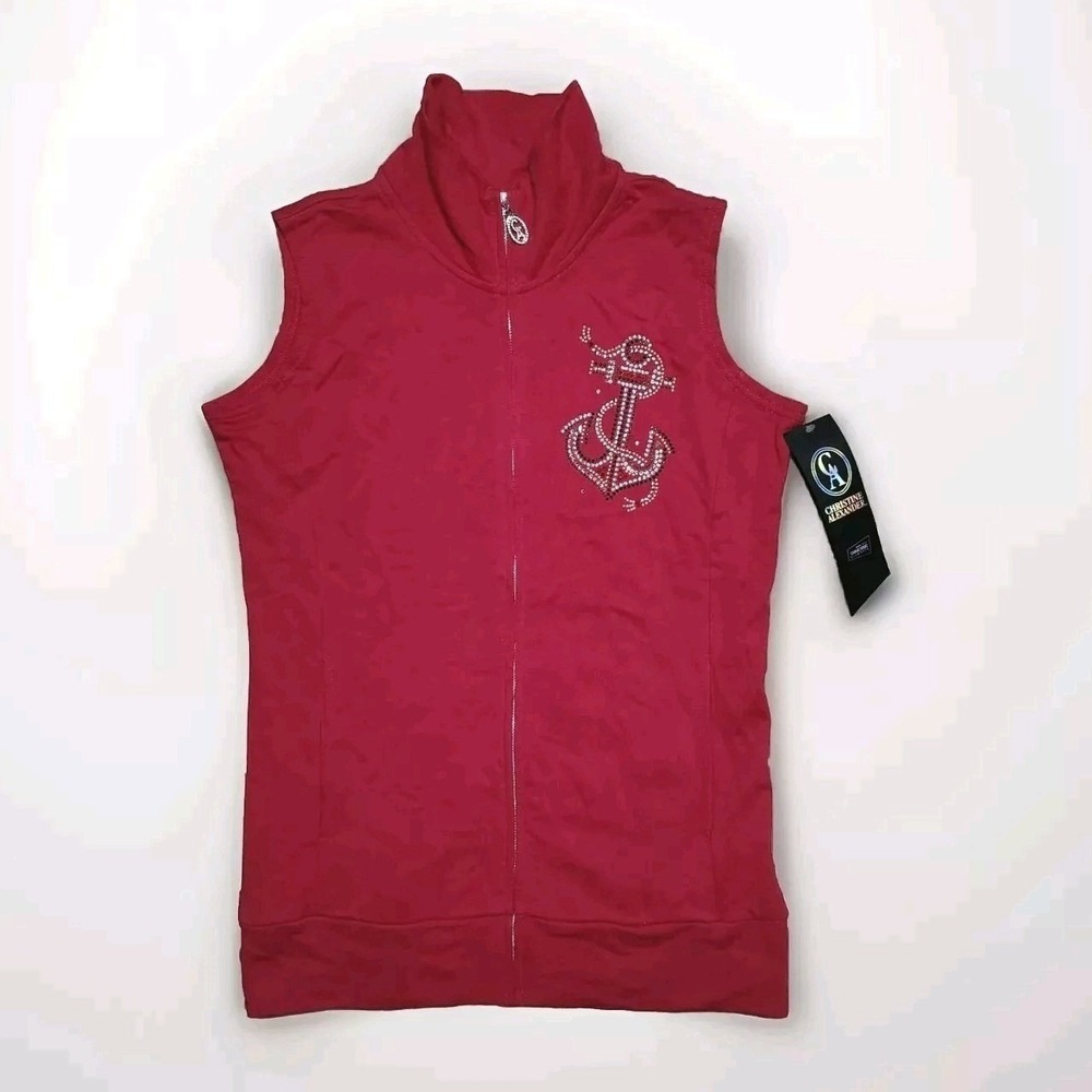 Christine Alexander Swarovski Elements Small Red‎ Full Zip Vest NWT Crystal